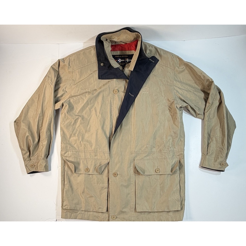 Paul Shark Yacht Jacket Mens M Beige Sailing Coat Italy Zip Button